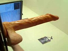 Blonde deep throats dildo?