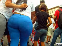 Beautiful Brunette MILF Walks Excitingly In The Street