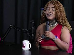 Brazilian Beauty in Sheer Red Lingerie Poses Glamourously