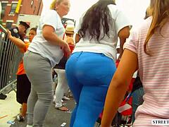 Beautiful Brunette MILF Walks Excitingly In The Street