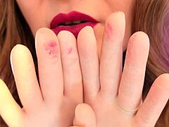 Arya Grander's steamy solo performance with latex gloves - free video