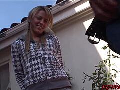 Holly, a natural tits teen, engages in a sexual encounter with a white monster cock