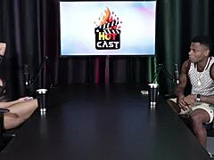 Will mastro strips in sheer red lingerie for glamour shoot