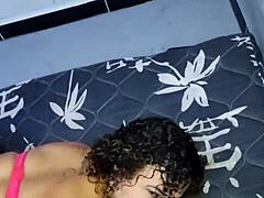 Big ass milf sits on pussy after gym, masturbates waiting for husband, gets interracial big black cock.