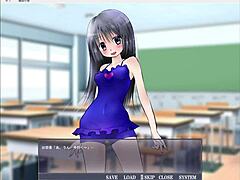 Girl exposes herself while playing game, masturbating in anime style