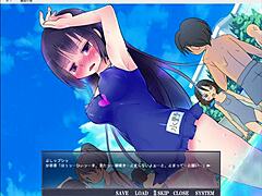 Girl exposes herself while playing game, masturbating in anime style