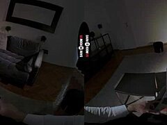 Redhead in Stockings Shows Big Tits and Ass While Giving Blowjob in VR Dark Room