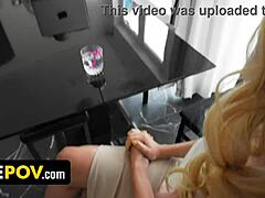 stepson bangs blonde stepmom anytime, even during work - usepov
