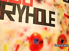 Skinny Shemale Teases and Strokes Two Hard Cocks