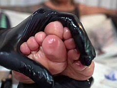 Maledom and the sexy Latina Hanna Jhones in a foot fetish classroom session