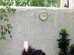 Trixx the fitness girl tries hooping in her bikini.