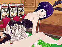 Mitsuki Bakugo, Kyoka Jiro, and Izuku Midoriya in steamy bunny girl 3D cartoon