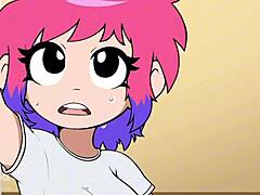 Scott Pilgrim bangs Ramona Flowers in hot animation