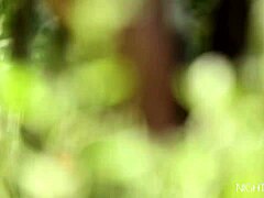 Small tit blonde Cayla Lions riding ass outdoors, want to see the cumshot?