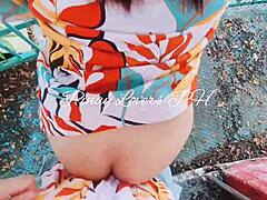 Cute Young Teen Fucks Risky Public Creampie at Amusement Park