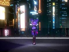 Bonnie from FNF dances in a K-pop Queen Card style with furry elements