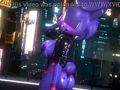 Bonnie from FNF dances in a K-pop Queen Card style with furry elements