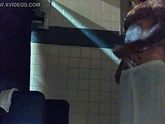 Stroking this big tattooed white dick in the shower