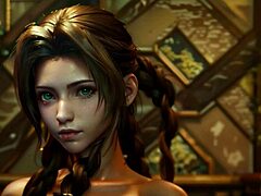 Aerith's passionate encounter with Zack in the metropolis of Midgar