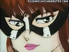 Three-way anime sex with big tits and strapon