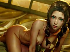 Aerith's passionate encounter with Zack in the metropolis of Midgar