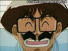Three-way anime sex with big tits and strapon