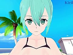 asuna yuuki and sinon asada in sword art online hentai