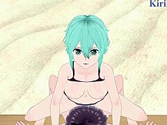 asuna yuuki and sinon asada in sword art online hentai