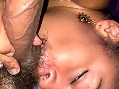 Deepthroating Pretty Ebony's Sloppy Blowjob on Big Black Cock in SF