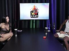 Safada in sheer red lingerie teases about size before wild party action