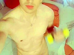 Mexican guy masturbates to monster cock action