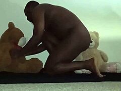 Enjoying A Threesome With Brown And Caucasian Furry Toy Bears