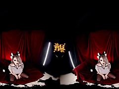 HelluvaBoss test video featuring big tits blonde in cosplay for VR.