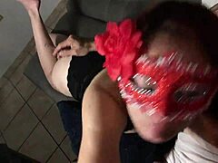 Latina Milf Sucks Big Cock in Deepthroat Action!