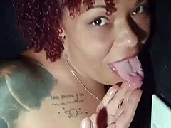 A married woman pleases a large penis at a glory hole after struggling with a small one