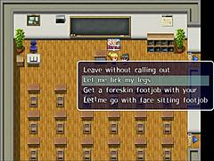 Succubus gives footjob in hentai game