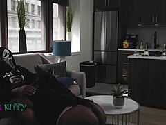 Curvy Amateur Sucks Big Black Cock and Swallows Cum in Ghostface Costume