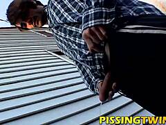 hot group of twinks splashing piss from their dicks during solo fetish session