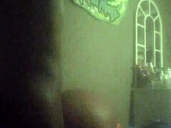 A gorgeous black woman straddling a massive white shaft