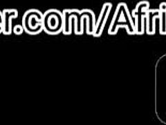 A gorgeous black woman straddling a massive white shaft