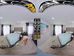 Sandy Love, a voluptuous Latina maid, pleasures a well-endowed client in virtual reality