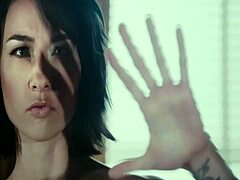 Silent Night With Sexy Topless Brunette Model Showing Her Boobs