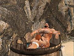 Handsome mega hunk Cam Heyward enjoys blowjob at luxurious spa retreat with redhead