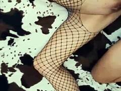 sexwife fucks husbands friend in stockings and anal