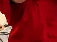 i see brunette in red lingerie playin with herself