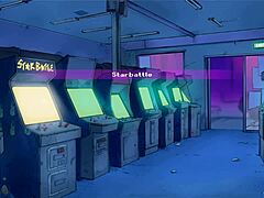 she gropes big tits in arcade game