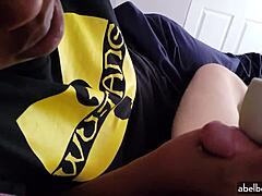 Amateur girlfriend rips clothes, masturbates black friend with magic wand on his cock.