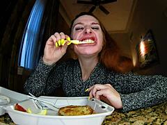 french toast with moaning tongue close up