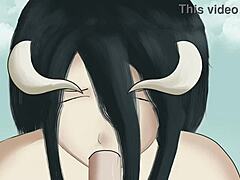 Anime Character Albedo Pleasures Her Master with Intense Blowjob