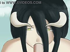 Anime Character Albedo Pleasures Her Master with Intense Blowjob